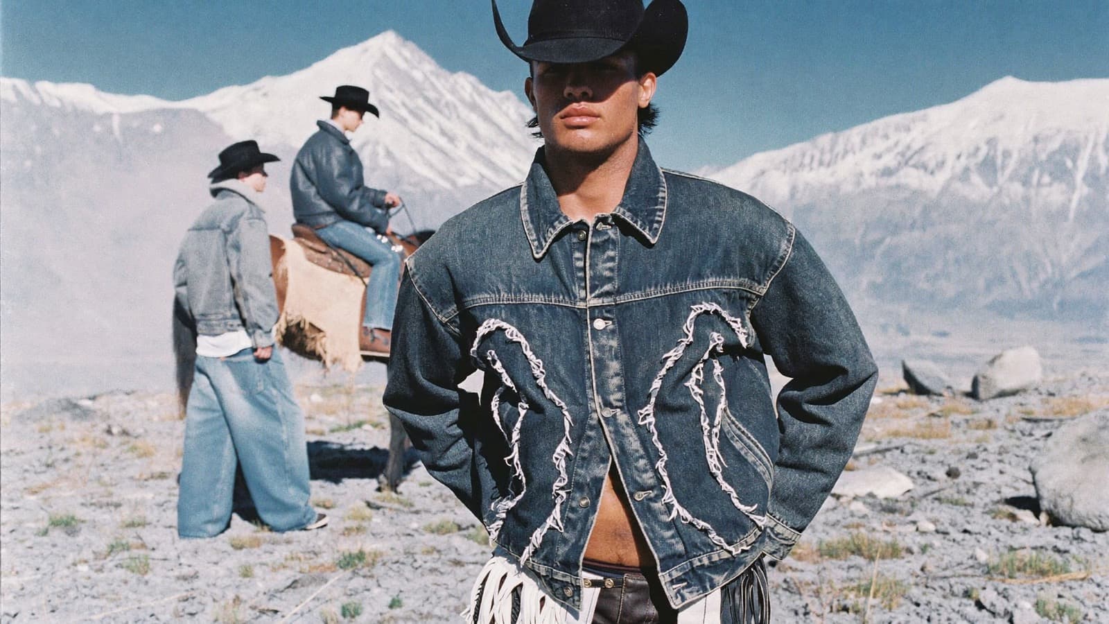Western denim editorial — AI fashion content