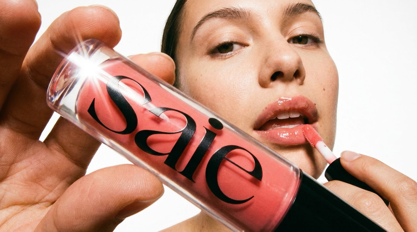 AI beauty campaign product application for Saie