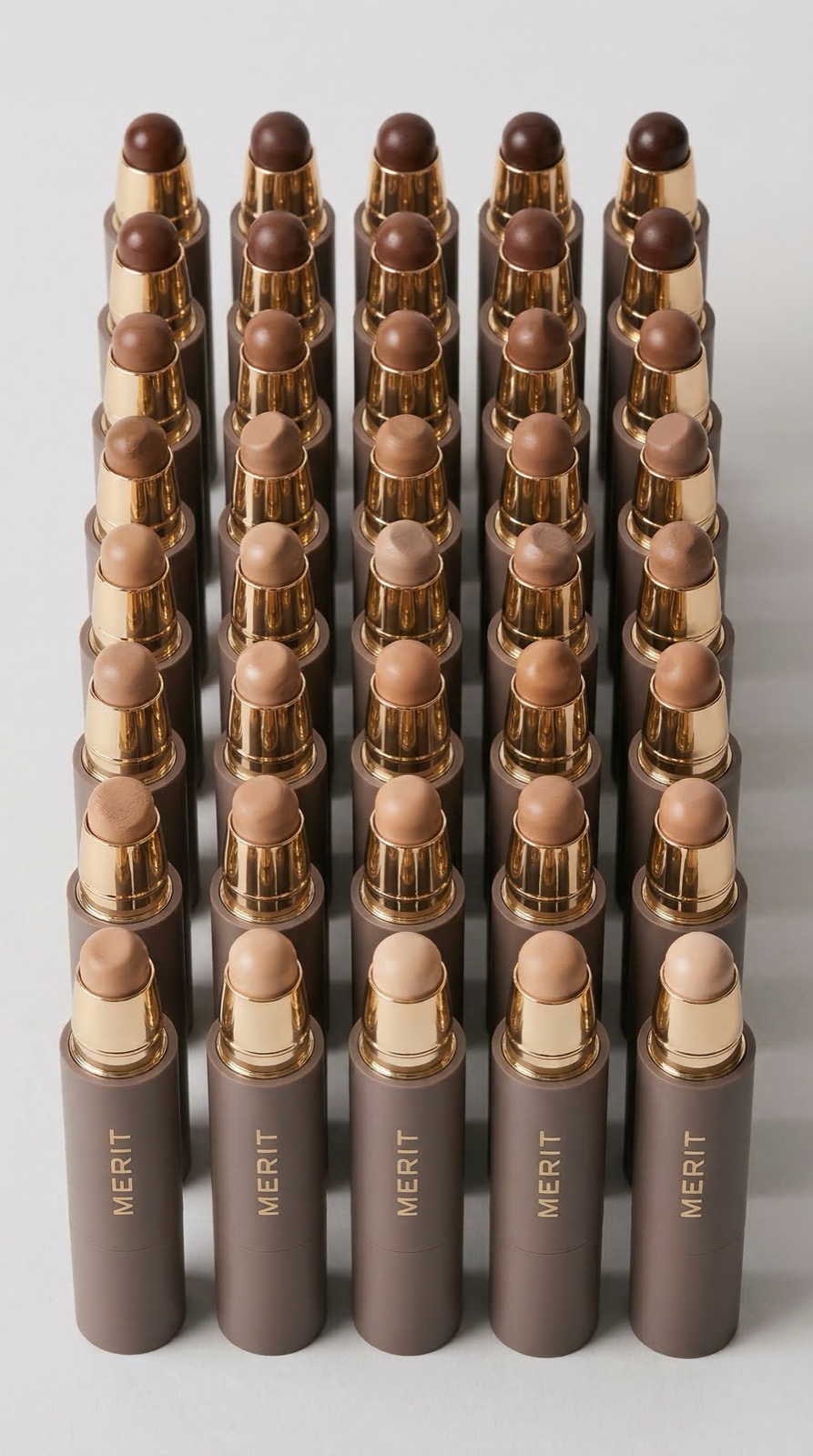 AI beauty product photography for Merit lipstick collection