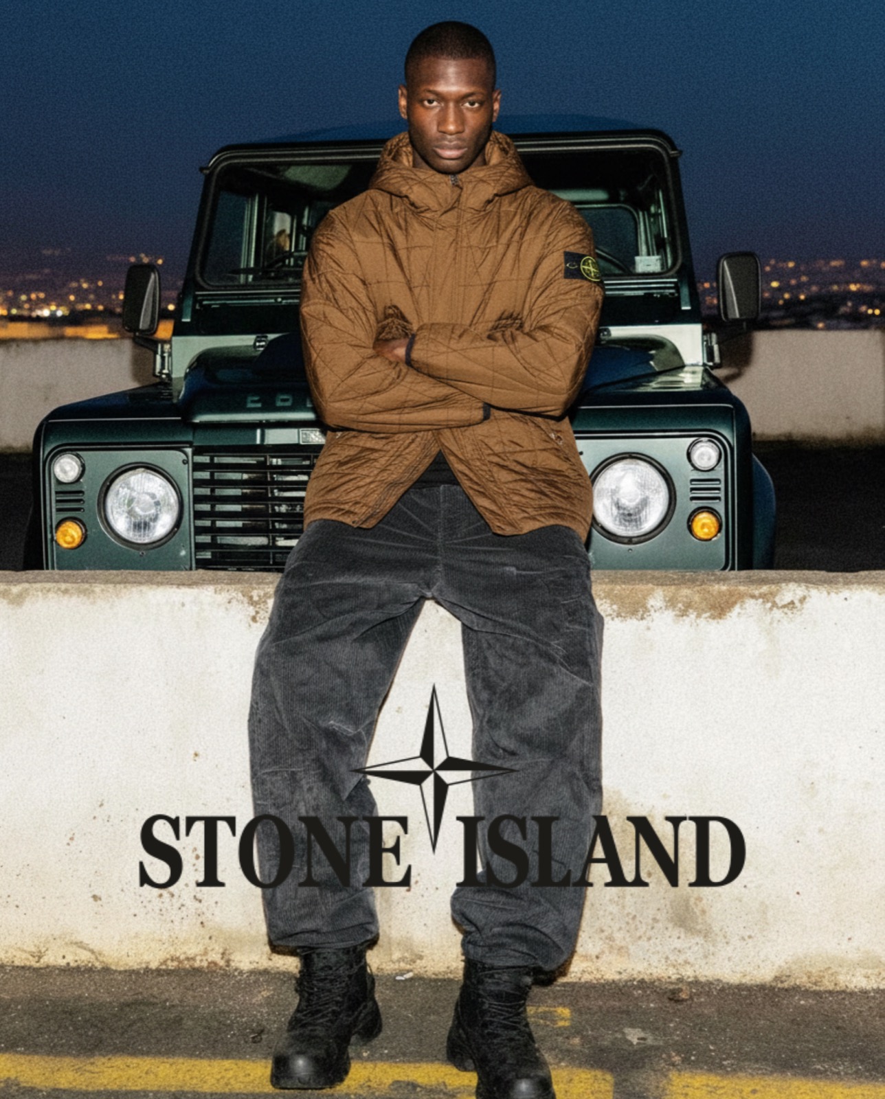 AI fashion campaign for Stone Island night editorial