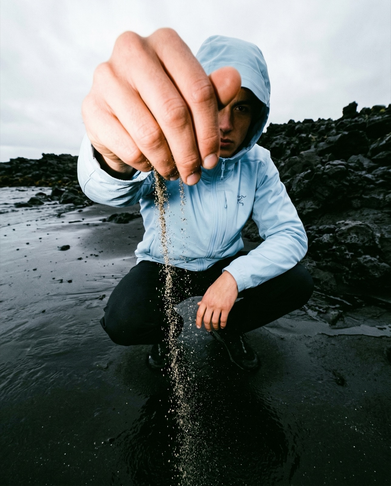 AI fashion editorial for Arc'teryx sand campaign