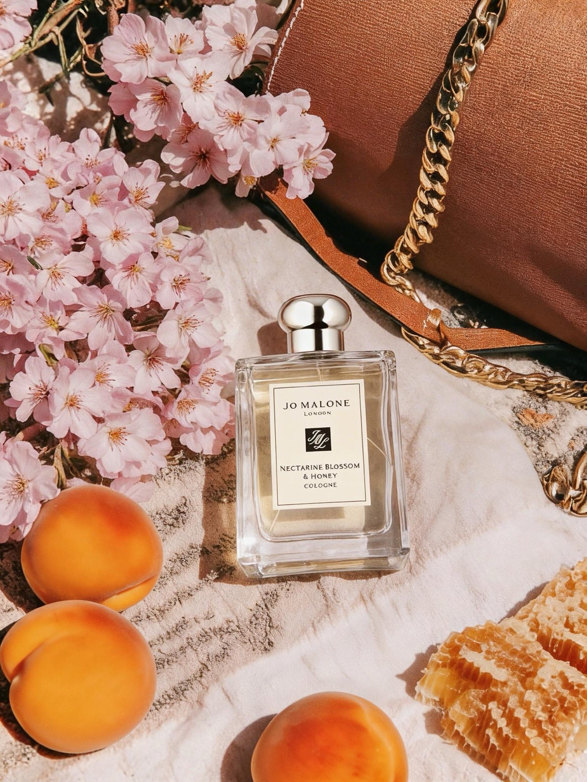 AI luxury product perfume flat lay photography