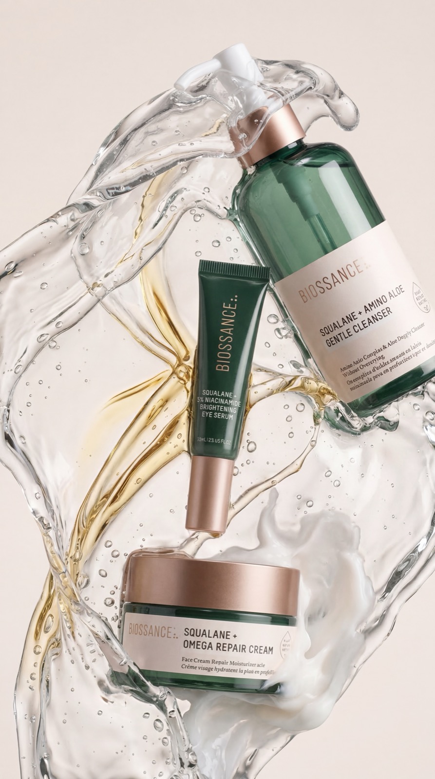 AI skincare product photography for Biossance