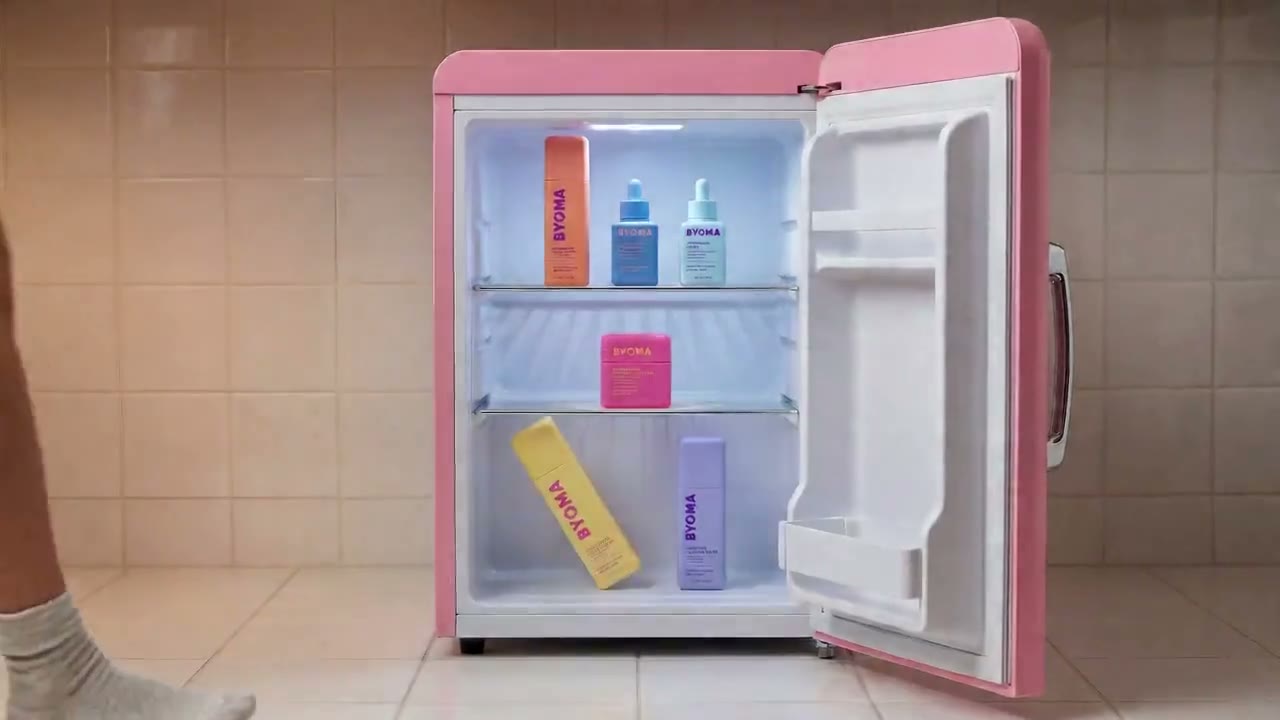 BYOMA skincare fridge AI spec video